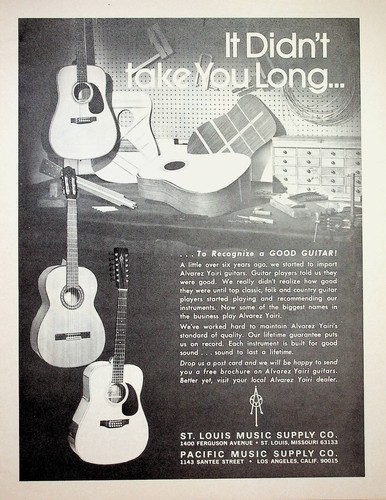 1974 alvarez yairi guitars - yairi,