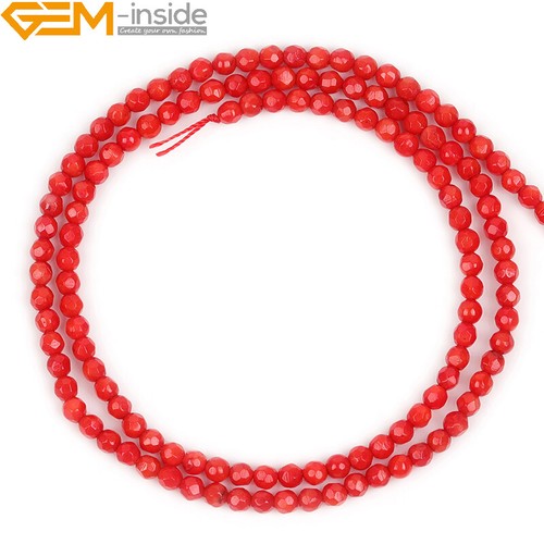 Natural faceted coral red - faceted,