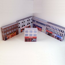 Card OO Gauge Buildings Shops Retro 1980/90s 1/76 scale model railway Set 6