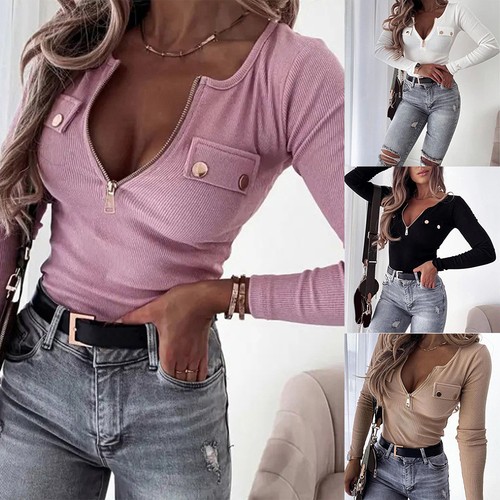 Womens sexy zipper neck - sexy,