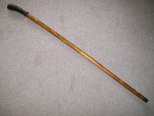 Lovely Strong Bamboo Walking Stick Leather Handle & Plaited Collar VGC (2J)