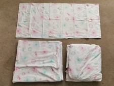 Pottery Barn Kids Fairy Cotton Queen Fitted Sheet, Flat Sheet & 2 Pillowcases