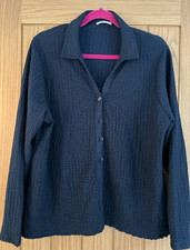 Navy Blue Cheesecloth Style Stretch Shirt - Size 20 - TU