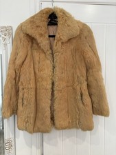 Vintage French Rabbit Skin Fur Coat Jacket Size 10