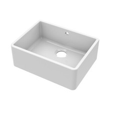 Nuie 595 x 450 x 220mm Fireclay Butler Kitchen Sink & Overflow White Non-Porous