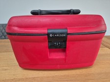 Carlton Vanity Beauty Case Ruby Red Hardshell  Combination Lock Mirror Tray