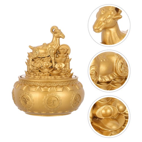 Goat statue with - treasure, bowl