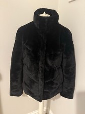 Womens black high neck faux fur padded jacket / coat by Zara, size S (fits 10)