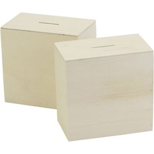 square money box craft blank wood, 10x10x6cm, wooden crafting 