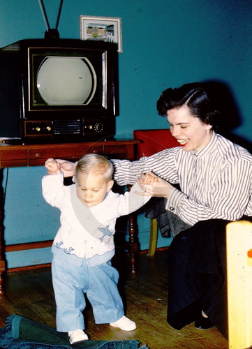 Happy mom helping blonde - happy,