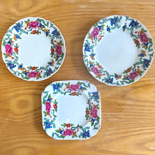 Vintage floral tea plates - 3,
