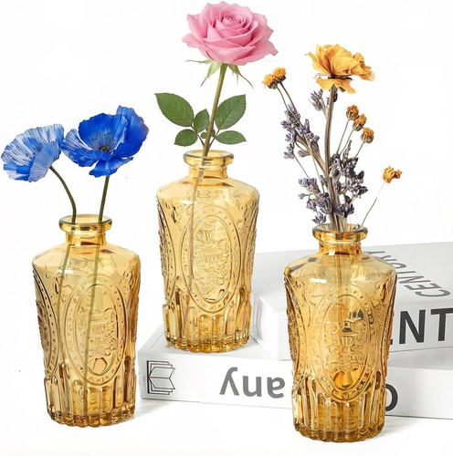 Glass bud vases set - glass,