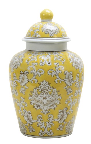 Yellow porcelain ginger jar - yellow,
