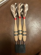Vintage Wooden Barrel with Feather Flights Darts Set