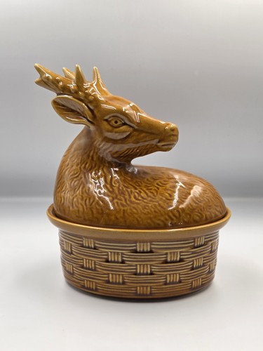 Antique french majolica stag - antique,