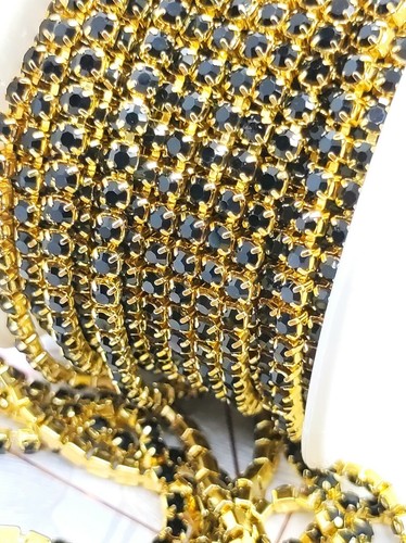 Opal black rhinestone chain - opal,