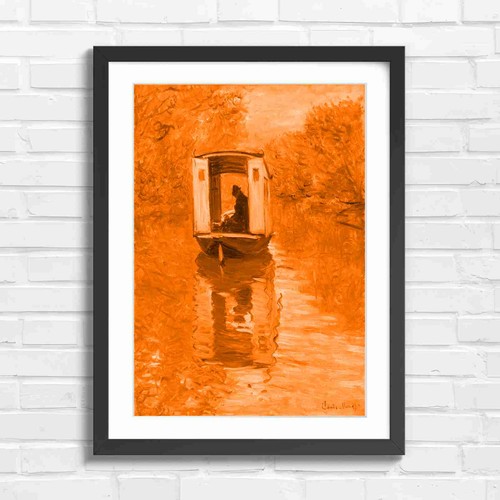 Impressionist barge river - impressionist,