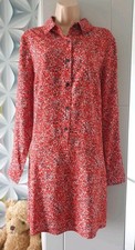 New PRIMARK Short SHIRT STYLE DRESS Red/Black/White Speckled Print SIZE 16 NWOT