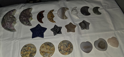 Mixed crystal carved moon star - carved,