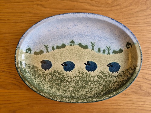 Blue sheep oval serving - sheep,