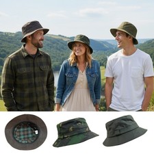 Safari Wax Cotton Bucket Hat Waterproof | Hunting Fishing Outdoor Sun Hat Plain