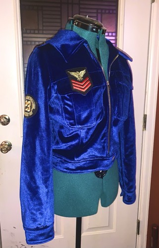 Royal blue velvet military - royal,