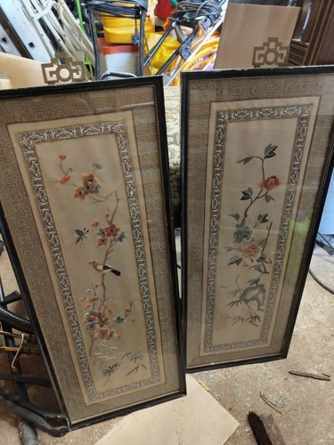 Pair vintage chinese silk - pair,