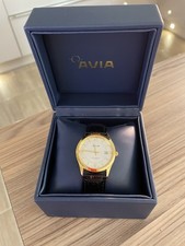 AVIA 105951 Men’s watch, Quartz, 36mm Face, Black Leather Strap And Box