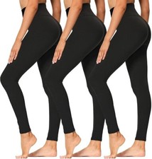 2XL 3 PACK High Waisted Leggings for Women - Soft Athletic Tummy Control Pants f