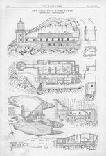 BULL ROCK LIGHTHOUSE Ireland 2 x Antique Prints 1889