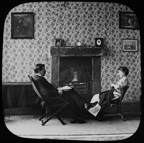 Antique magic lantern slide - antique,
