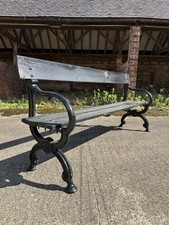 Antique Victorian English Heavy Cast Iron Wooden Slat Long Garden Park Bench