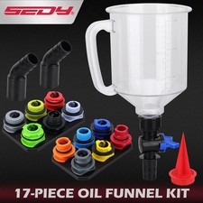 17 Pcs Automotive Engine Oil Funnel Set 1.36 qt w/ 12 Adapters Magnetic Storage