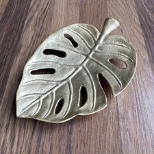 Decorative jewellery tray Gold metal monstera Leaf trinket dish key holder  