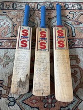 3 X Vintage 80s Signed Miniature Cricket Bat Stuart Surridge Nottingham Middx