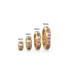 Real Amethyst 18k Solid Gold Eternity Rondelle Wheel Spacer Handmade Beads