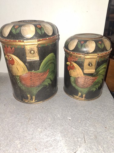 French handpainted tin storage - handpainted,