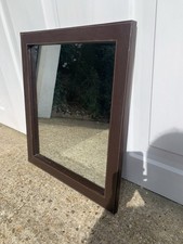Wall Mirror With Dark Brown Leather Surrounded Frame