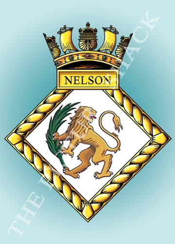 Hms nelson crest metal - on, a