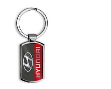 HYUNDAI CAR LOGO OBLONG CHROME KEYRING - Choice of Model Tuscon i30 i20 Getz