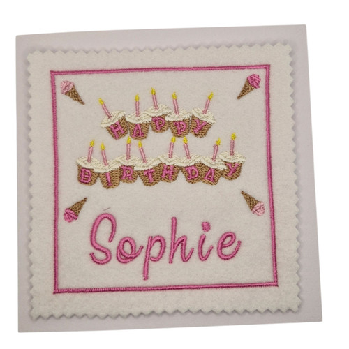 Embroidered birthday cupcake - embroidered,