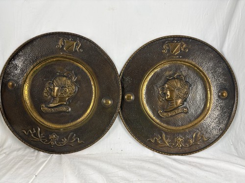 Pair vintage brass sir galahad - pair,
