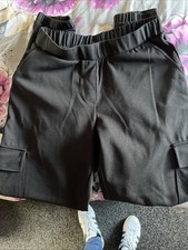 JDY Ladies Combat Style Black Cuffed Trousers Size Xs