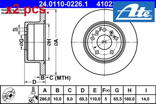 Pcs rear brake disc set - rear,