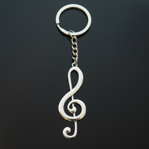 Treble clef keychain - clef, silver