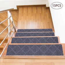 15 PCS Stair Pads Set Carpet Stair Treads 76 x 20cm Non Slip Adhesive Step Mats