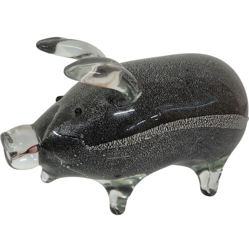 Glass pig paperweight figurine - glass,