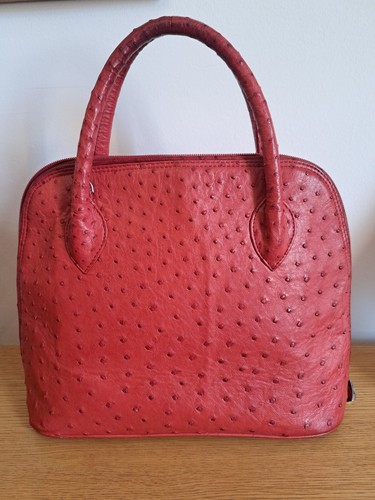 Red ostrich leather hepburn - ostrich,