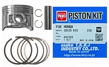 Honda CG125 piston kit standard, 15mm pin, thin rings, KGA/KYO type, short body