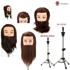 100% Hair Male Mannequin Head Hairdresser Training Head Manikin Cosmetology Doll